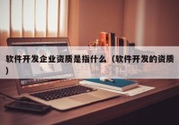 软件开发企业资质是指什么（软件开发的资质）