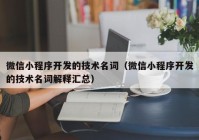 微信小程序开发的技术名词（微信小程序开发的技术名词解释汇总）